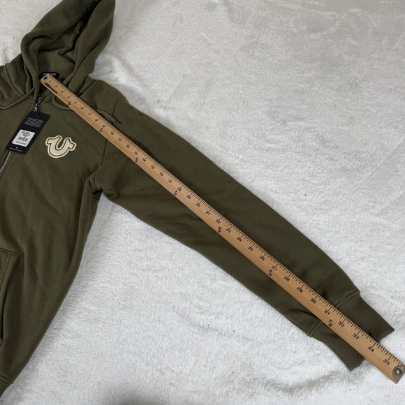 True Religion Core Zip Up Hoodie Men's Medium Kalamata Green Buddha New $119 - Picture 8 of 9